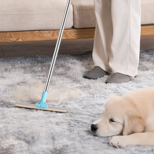 Adjustable Pet Hair Carpet Rake – 35.8–55.5” Long Handle Broom Tool for Removing Pet Hair.